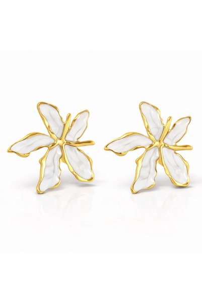 OEM Cercei Porcelain Leaf aurii, din oțel inoxidabil, placați cu aur 18K