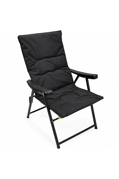 Royal Home Black Padded Folding Camping Chair with Armrests