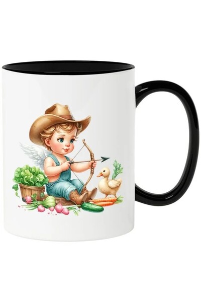 INOVATIX Cana cu un bebelus cu aripi, palarie de cowboy, ilustratie , ratusca...