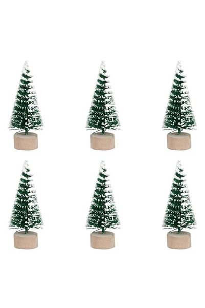 BAMI NETWORK Brazi decorativi verzi cu glitter 7cm set 6 bucati Craciun