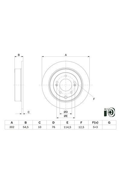 Bosch Disc frana 0 986 479 E45, set 2 buc.