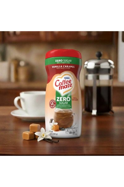 Coffee Mate مبيض قهوة بالفانيلا والكراميل خالي من السكر VANILLA CARAMEL ZERO ...