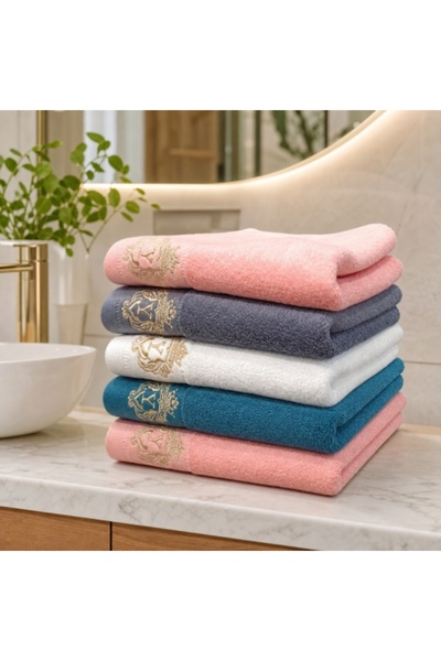 OEM Set 5 prosoape față și mâini colorate, 50x90 cm, bumbac 100%, 500 g/m²
