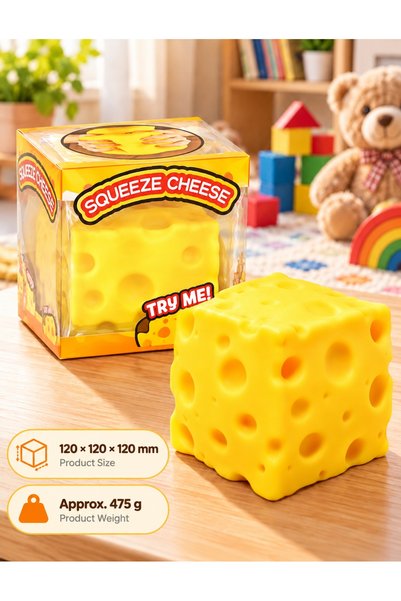 F.A.M.S 100mm Cheese Shape Stress Relief Squeeze Toy – Soft Sensory Squishy f...