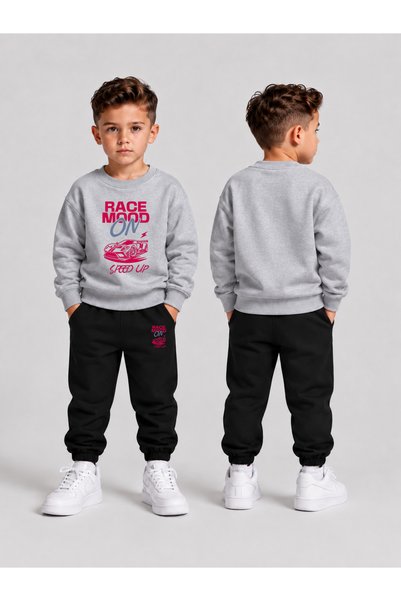 VODEXA Children's Printed Winter Sweatsuit Top and Bottom Set: 3-Ply Brushed ...