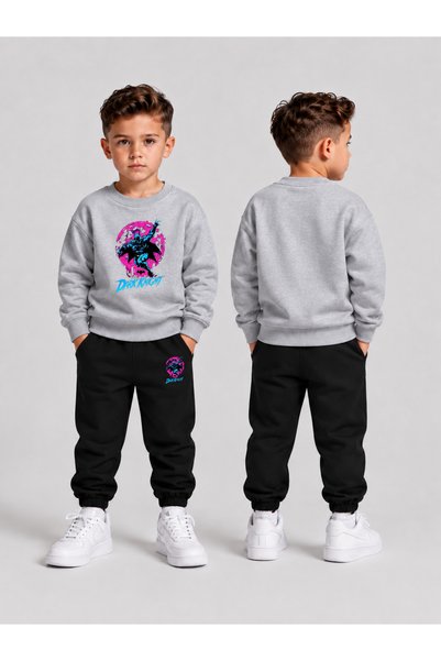 VODEXA Children's Printed Winter Sweatsuit Top and Bottom Set: 3-Ply Brushed ...