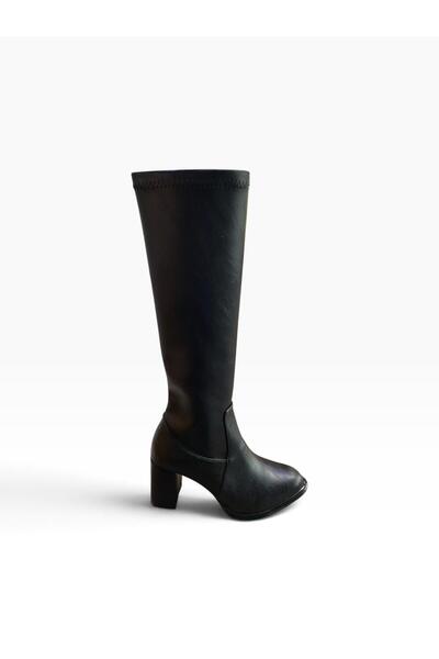 by renas Women's Stretchable, Flexible Below-the-Knee Boots with Thick Heels
