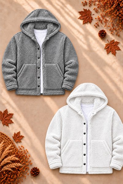 legends butik 2-Piece Unisex Hooded Plush Fleece Jacket Set – Winter-Weight, ...