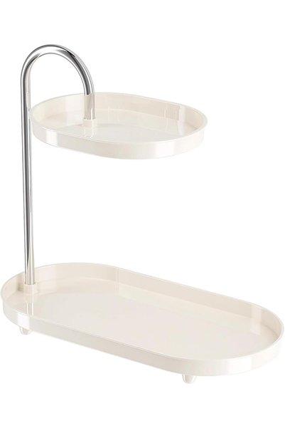 Tazweeq 2-Tier Bathroom Sink Vanity Tray, Small Countertop Skincare Storage R...
