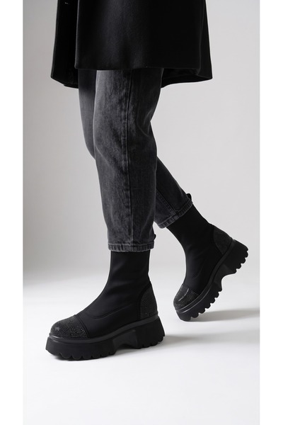 SMS Sms1088 Black Stone Embellished Slip-On Casual-Fit Everyday Women's Sock ...