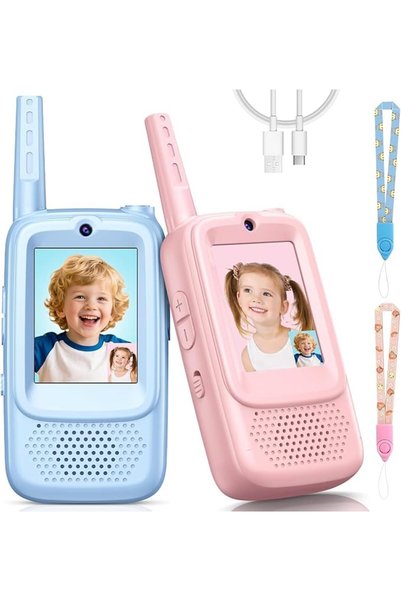 DMG TECH أجهزة اتصال لاسلكية للأطفال مع هوائي دوار وشاشة 2.0 بوصة - مكالمات ف...