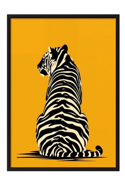 Postifull "Tiger with Its Back Turned" Poster – Black-Framed Artwork No. 160650