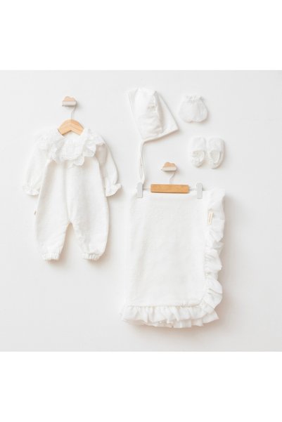 phokaia Barbosa Pugi Baby Girls' 4-Piece Guipure Lace Luxury Natural Hospital...