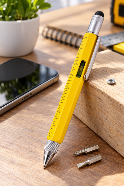 Yenilig Set of 5 Engineer Pens – Multifunctional Metal Pens, Yellow, with Scr...