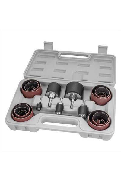 POWERTEC 71635: مجموعة أدوات صنفرة تتكون من 25 قطعة، تستخدم مع مثقاب، مع محاو...