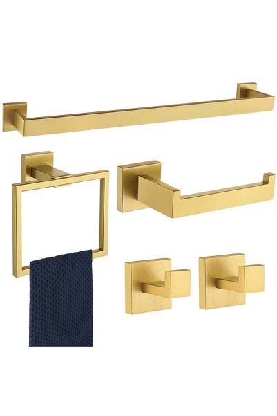 GENERAL 5 Pieces Bathroom Hardware Accessories Set Matte Black, 24Inch Square...