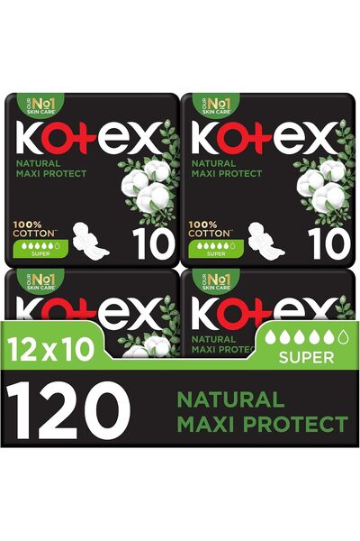 Kotex Maxi Protect Cotton Super Pack of 6 x 20 Pads