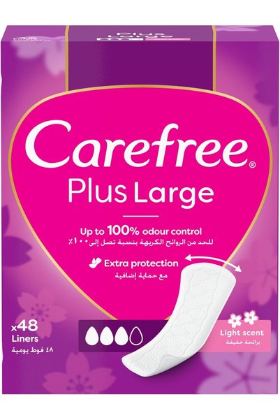 Carefree فوط صحية غير معطرة، مقاس كبير، توفر حماية فائقة من الروائح بنسبة تصل...