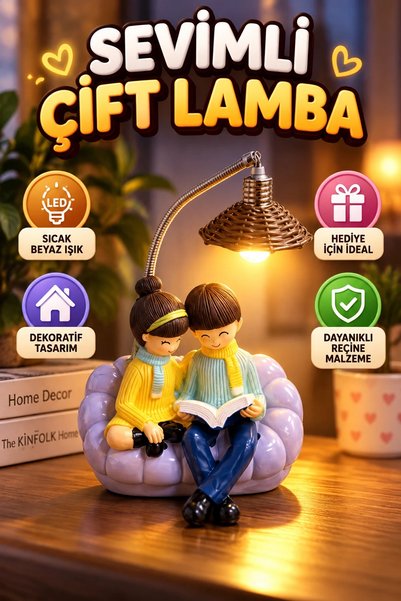 canrodi LED Night Light with Two Figures Reading a Book – Resin Decorative Ta...