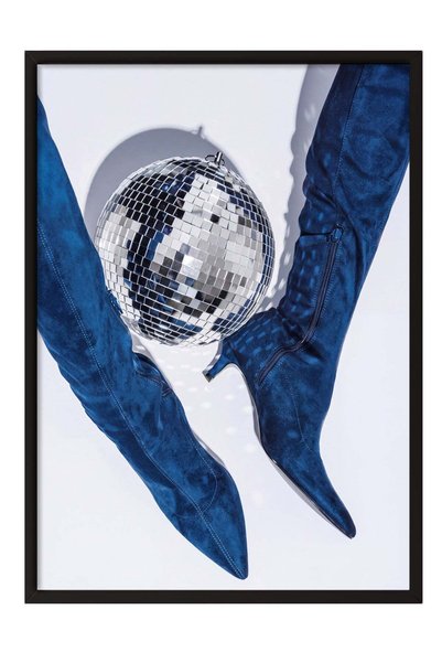 Postifull Disco Ball and Boot Composition Poster – Black-Framed Artwork No. 1...