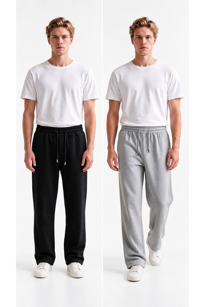 VESTRO Men's 2-Piece Baggy, Loose Fit Sweatpants with Brushed Inside Zippers,...