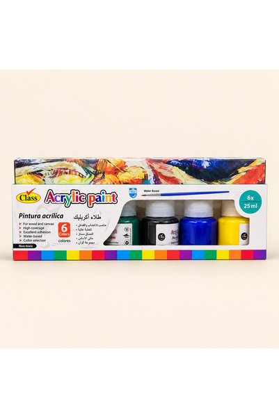 Class Acrylic Paint 6 Colors X 25ml Acrylic Paint Set for Wood and Canvas Pai...