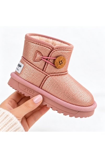 Superbaby Cizme roz sidefat pentru fetita, Superbaby, Model Nasturel, piele e...