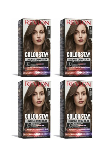 Revlon 4x PACHET Vopsea de păr permanentă Colorstay - Nuanța N ° 5 Maro deschis