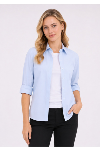 kzy giyim Women's Light Blue Long-Sleeved Shirt