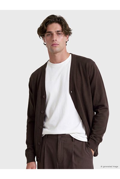 LC Waikiki Standard Fit V Planting Men's Knitwear Cardigan for Style Enthusia...