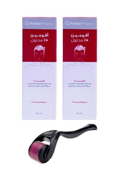 AVALON افوجين 5% مينوكسيديل 50 مل من عبوتين وأداة رولر لعلاج التجاعيد وتساقط ...