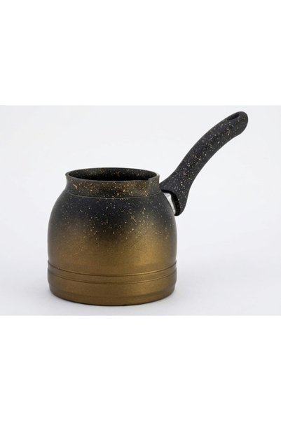 Hascevher Ibric de cafea din granit antiaderent negru-auriu, 650 ml, pentru c...