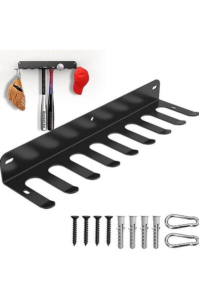 Yelajoy 8 Hook Wall-Mounted Gym Equipment Storage Rack, Heavy Duty Steel Wall...