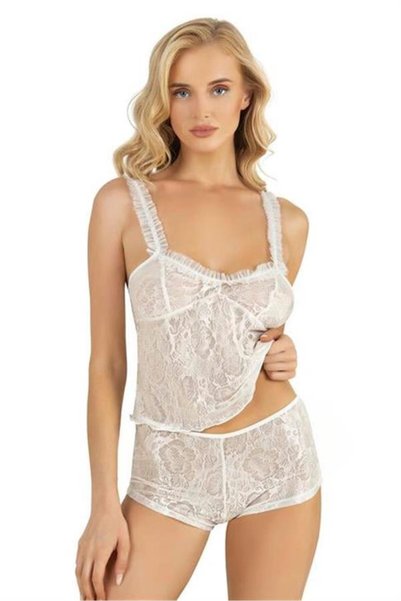 Aria s closet Ecru satin shorts set 9221