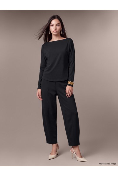LC Waikiki Soulife Black Interlock Plain Comfort & Relax Tapered-Leg Women's ...