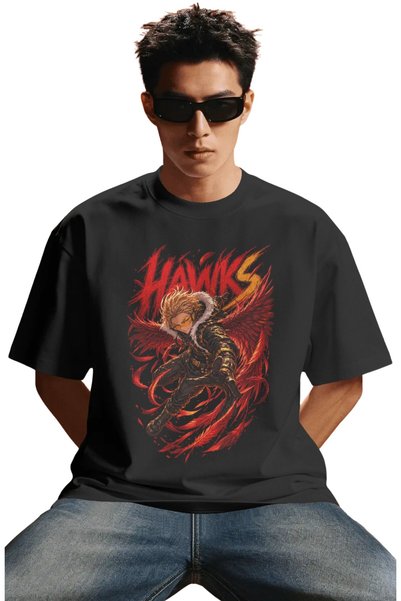 SEVBANO Uniseks prevelika majica sa prednjim printom lika Keigo Takami (Hawks...