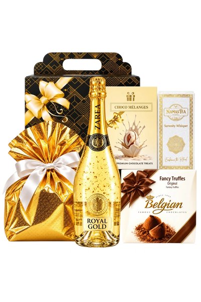 CADOURI RAFINATE Pachet cadou GALA Premium cu Zarea Royal Gold, Panettone și ...