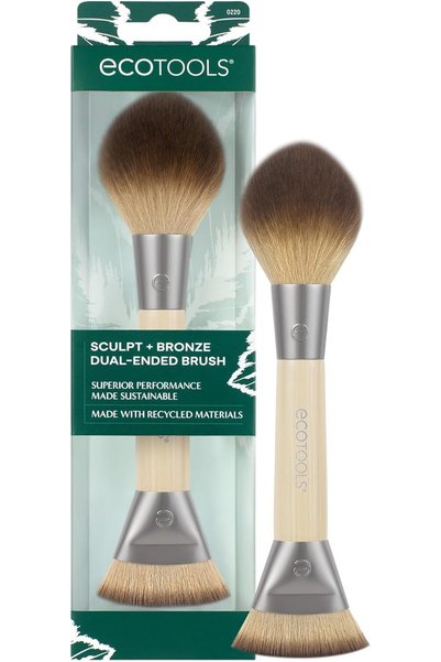 Ecotools فرشاة مكياج مزدوجة الأطراف من سكالبت + برونز، فرشاة برونز ناعمة وفرش...