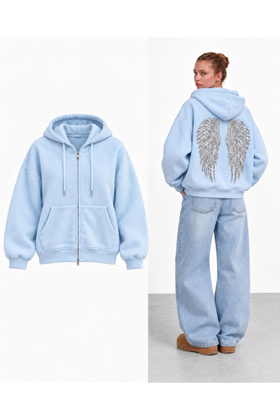 Weekeep Pul İşlemeli Melek Kanatlı Trend Streetwear Femuarlı Hırka/ Streetwea...