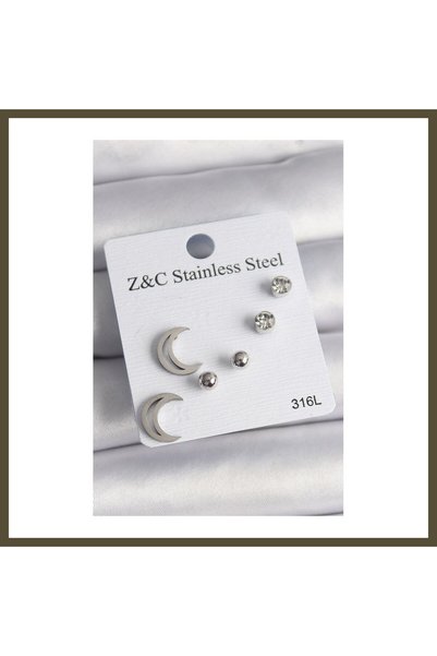 northcity n 316L Stainless Steel Silver-Colored Crescent-Shaped Earrings with...