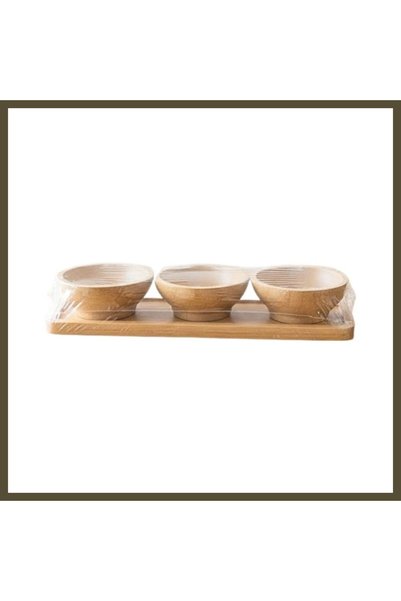 Generic Brand 3-Piece Bamboo Sauce Bowl Set BX