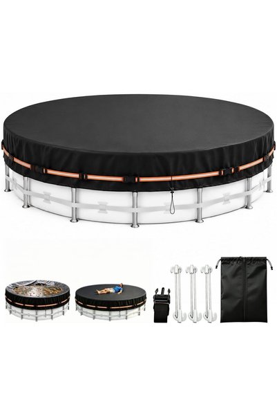 ATİKHOME 14ft Round Pool Cover, 420D Heavy Duty Waterproof Oxford Fabric, Tea...