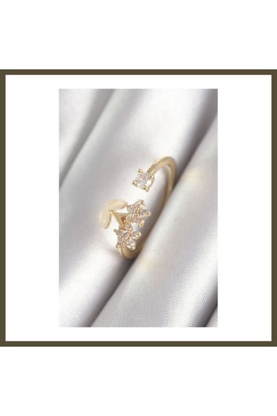 northcity n Gold-Plated Rice-Style Women's Ring with Zircon Stones in a Flowe...