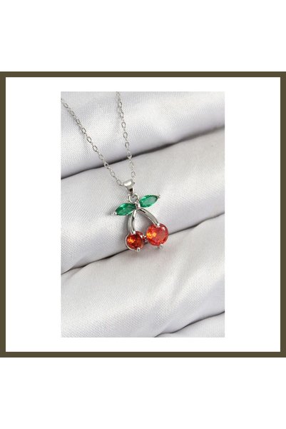 northcity n Cherry-Style Silver-Colored Women's Necklace with Rice-Cut Zircon...