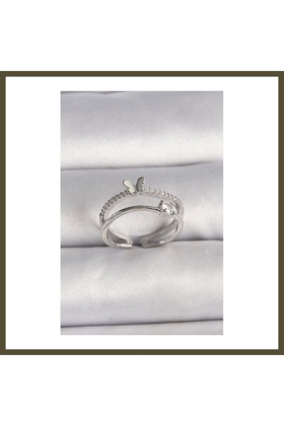 northcity n Adjustable Ring with Butterfly Design, Silver-Plated Brass, and Z...
