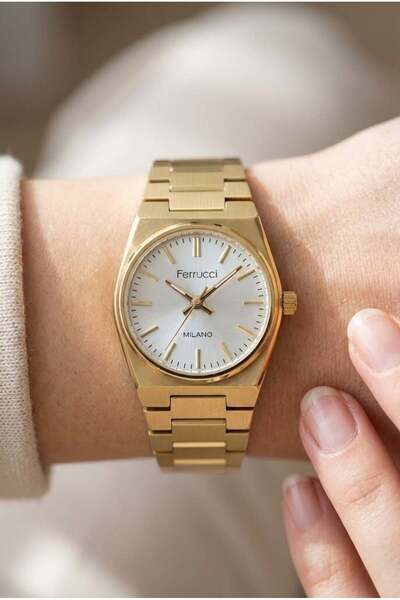 Ferrucci Elegant Women's Watch with a Vintage Flair | 26 mm Gold-Tone Steel S...