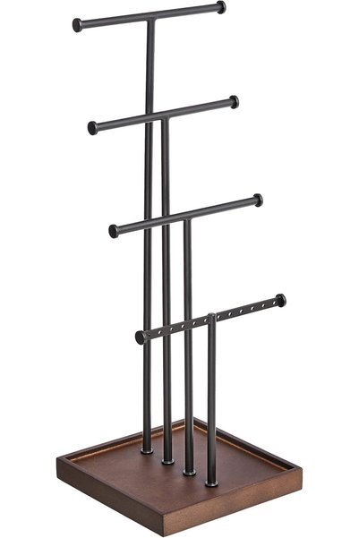 Amazon basics Four-Tier Jewelry Tree Stand - Walnut/Black