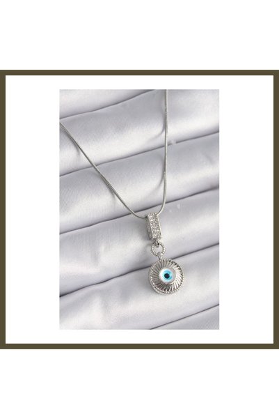 northcity n 316L Stainless Steel Silver-Colored Zircon-Set Evil Eye Beaded Ne...