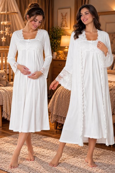 by İGP Effortt Maternity and Postpartum Nightgown Set with Breastfeeding Feat...