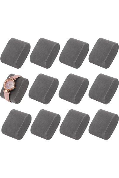 TERRIFI 12 Pcs Grey Velvet Watch Pillows, Bracelet Display Cushions, Small Ba...